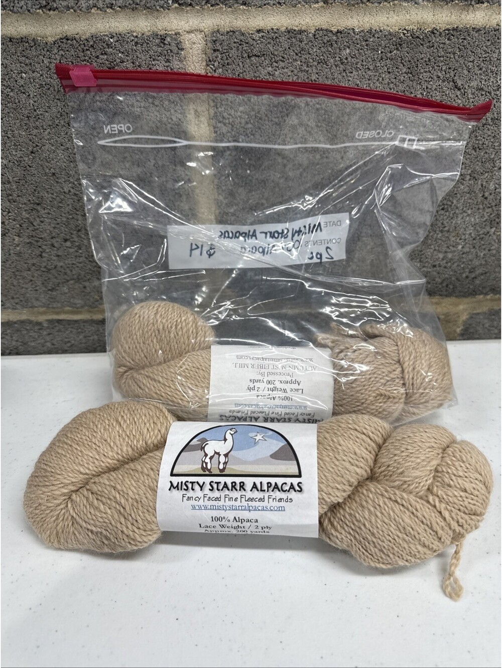 Misty Starr Alpacas 100% Alpaca Yarn 2 Skein Lot